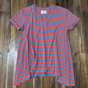 Southcott Wonder V Bamboo Coral & Blue Striped Top